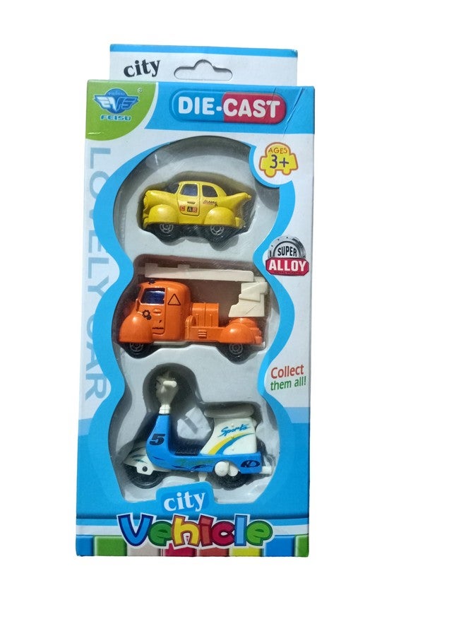 Manos Car,Scootor & Crane Pull & Push Toy for Kids Multicolor Pack of 1 (3 pc) - Image 1